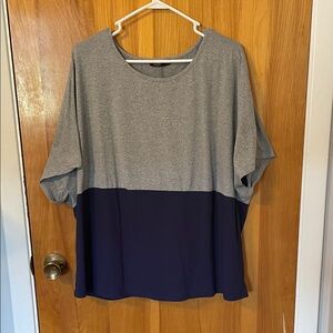 SHEIN Gray and Navy Colorblock Blouse